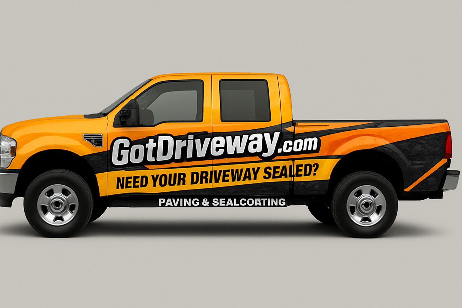 GotDriveway commercial parking lot service truck for sealcoating, paving, and line striping